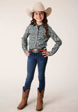 Roper Girls Long Sleeve Snap Turquoise Mine Paisley Western Shirt - Roper - Flyclothing LLC