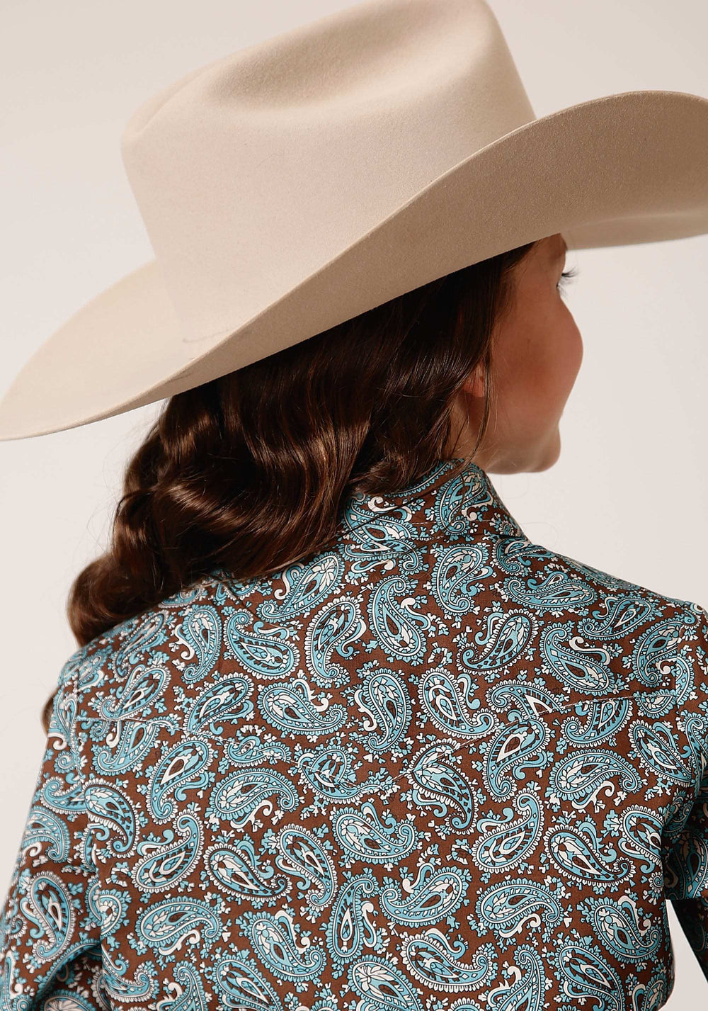 Roper Girls Long Sleeve Snap Turquoise Mine Paisley Western Shirt - Roper - Flyclothing LLC