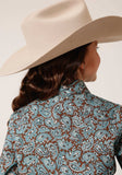 Roper Girls Long Sleeve Snap Turquoise Mine Paisley Western Shirt - Roper - Flyclothing LLC