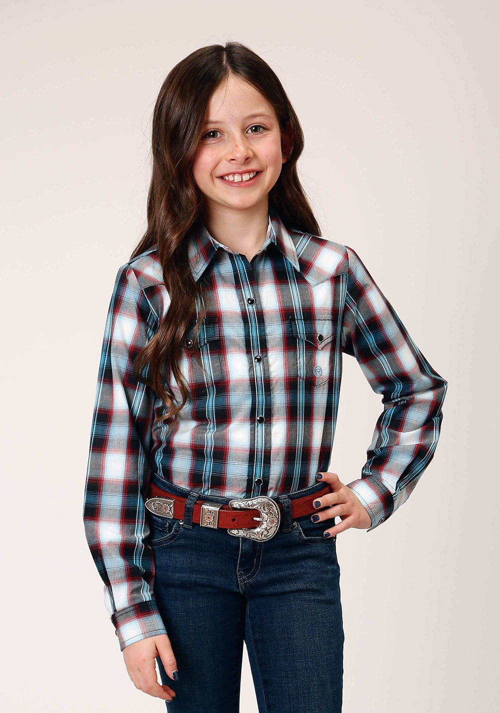 Roper Girls Long Sleeve Snap West Plaid Western Shirt - Roper - Flyclothing LLC