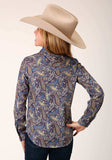Roper Girls Long Sleeve Button Royal Paisleyn Western Shirt - Roper - Flyclothing LLC