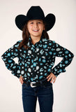Roper Girls Long Sleeve Snap Jewel Print Rayon Western Blouse - Roper - Flyclothing LLC
