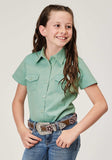 Roper Girls Short Sleeve Button Light Blue Denim Western Blouse With 1 Point Front And Back Yokes Double Needle Stitching - Roper - Flyclothing LLC