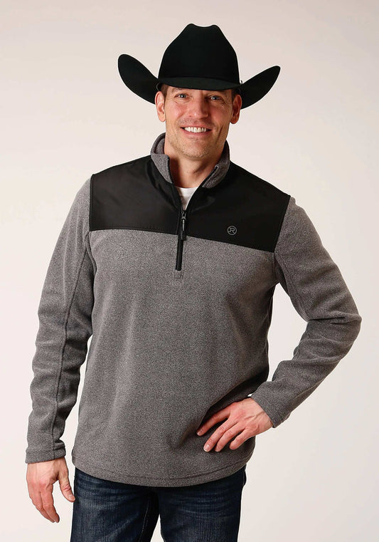 Roper Mens Gry Micro Fleece 3 Qtr Zip Pullover - Roper - Flyclothing LLC