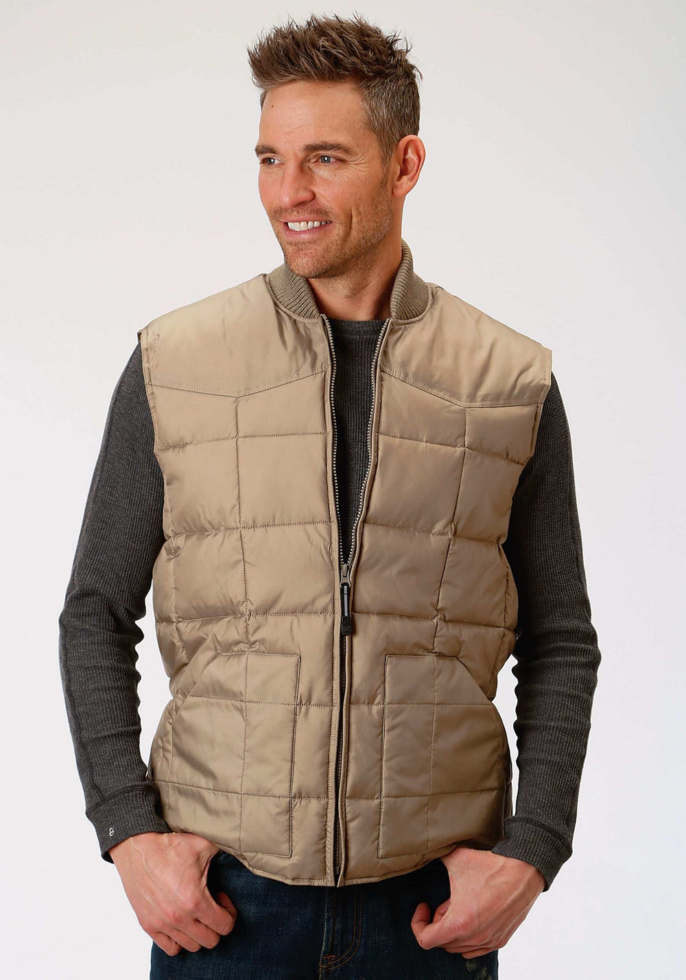 Roper Mens Khaki Poly-Filled Vest - Roper - Flyclothing LLC
