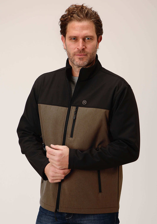 Roper Mens Brown Black Combo Soft Shell Jacket - Roper - Flyclothing LLC