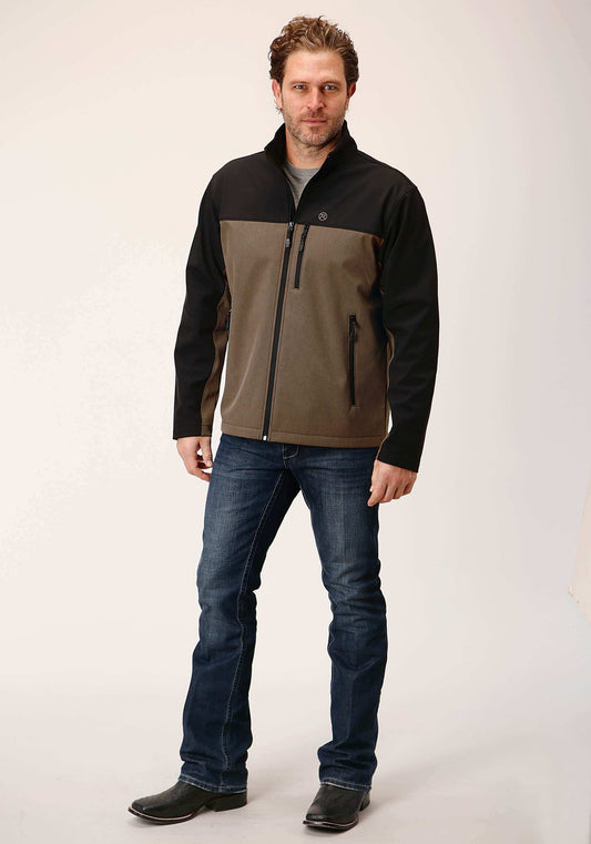 Roper Mens Brown Black Combo Soft Shell Jacket - Roper - Flyclothing LLC