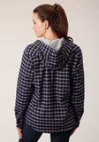 Roper Womens Snap Thermal Lined Flannel Shirt Jacket Navy Pink White Plaid - Roper - Flyclothing LLC