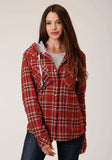 Roper Womens Snap Thermal Lined Flannel Shirt Jacket Rust Wine Gold Plaid - Roper - Flyclothing LLC