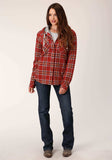 Roper Womens Snap Thermal Lined Flannel Shirt Jacket Rust Wine Gold Plaid - Roper - Flyclothing LLC