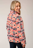 Roper Womens Grey Orange Pink Print Fleece Pullover - Roper - Flyclothing LLC