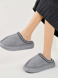 Faux Fur Suede Platform Slippers - Trendsi - Flyclothing LLC