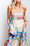 Smocked Back Printed Square Neck Maxi Cami Dress with Pockets - Trendsi - Flyclothing LLC