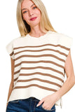 Zenana Oversized Crew Neck Stripe Sweater Vest - Trendsi - Flyclothing LLC