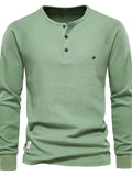 Men's Waffle-Knit Long Sleeve T-Shirt - Trendsi - Flyclothing LLC