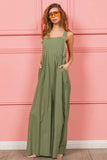 BiBi Ruched Wide Leg Overalls with Pockets - Trendsi - Flyclothing LLC