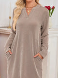Casual Ribbed Knit Long Sleeve Dress - Trendsi - Flyclothing LLC