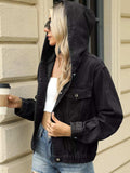 Washed Button Up Hooded Denim Jacket - Trendsi - Flyclothing LLC