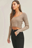 MABLE Long Sleeve Crop Sweater Top and Inner Bra Set - Trendsi - Flyclothing LLC