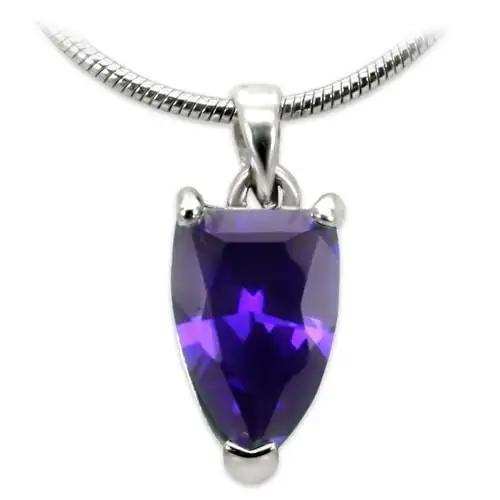 03411 - High-Polished Brass Chain Pendant with AAA Grade CZ in Amethyst - Alamode - Flyclothing LLC