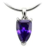 03411 - High-Polished Brass Chain Pendant with AAA Grade CZ in Amethyst - Alamode - Flyclothing LLC