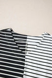 Stripe Two Tone Colorblock V-Neck T-Shirt - Trendsi - Flyclothing LLC