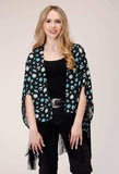 Roper Womens Sleeveless Pullover Jewelry Print Cardigan With Extra Long Poly Fringe Trim - Roper - Flyclothing LLC