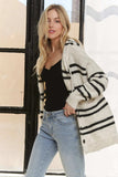 ADORA Horizontal Stripes Hoodie Cardigan - Trendsi - Flyclothing LLC