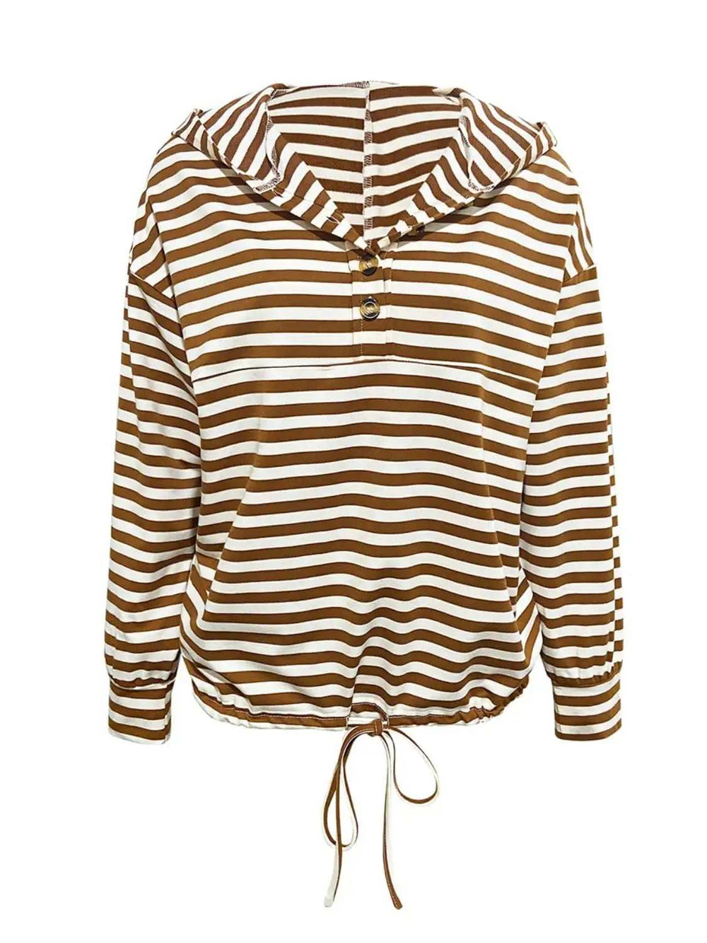 Drawstring Striped Long Sleeve Hoodie - Trendsi - Flyclothing LLC