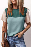 Color Block Round Neck Short Sleeve T-Shirt - Trendsi - Flyclothing LLC