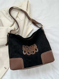 Suede Patch Adjustable Strap Tote Bag - Trendsi - Flyclothing LLC