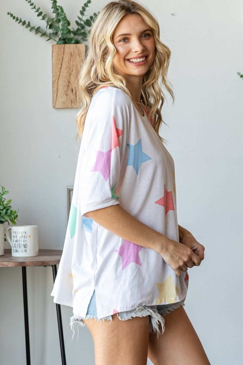 HOPELY Full Size Multi Colored Star Print T-Shirt - Trendsi - Flyclothing LLC