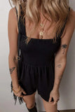 Smocked Bust Textured Knit Sleeveless Romper - Trendsi - Flyclothing LLC
