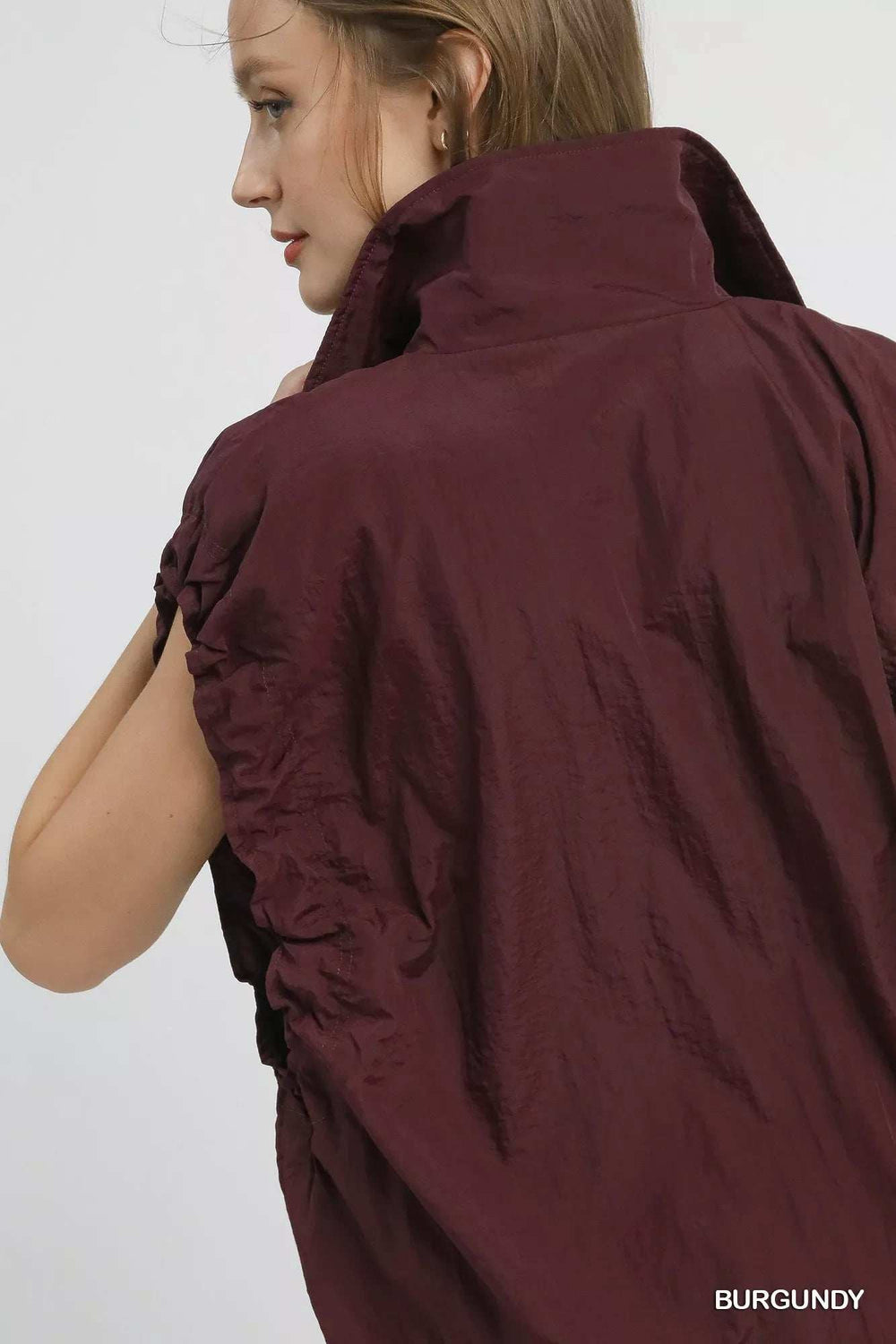 Umgee Drawstring Hem Nylon Vest with Pockets - Trendsi - Flyclothing LLC