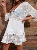Lace Detail Plunge Cover-Up Dress - Trendsi - Flyclothing LLC
