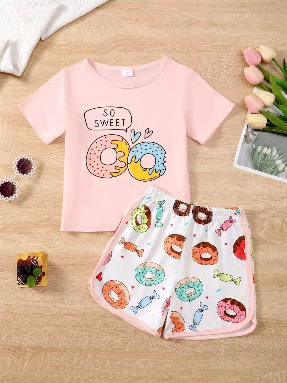 Children's Donut Round Neck Top and Pants Set - Trendsi - Flyclothing LLC