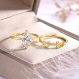 2 Piece 2 Carat Moissanite 925 Sterling Silver Zircon Ring - Trendsi - Flyclothing LLC