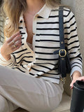 Striped Button-Down Knit Cardigan - Trendsi - Flyclothing LLC