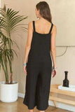 ADORA Black Textured Wide-Leg Jumpsuit - Trendsi - Flyclothing LLC