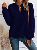 Textured Notched Long Sleeve Sweatshirt - Trendsi - Flyclothing LLC