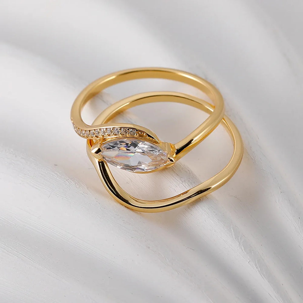 1 Carat Moissanite 925 Sterling Silver 2pcs Ring Set - Trendsi - Flyclothing LLC