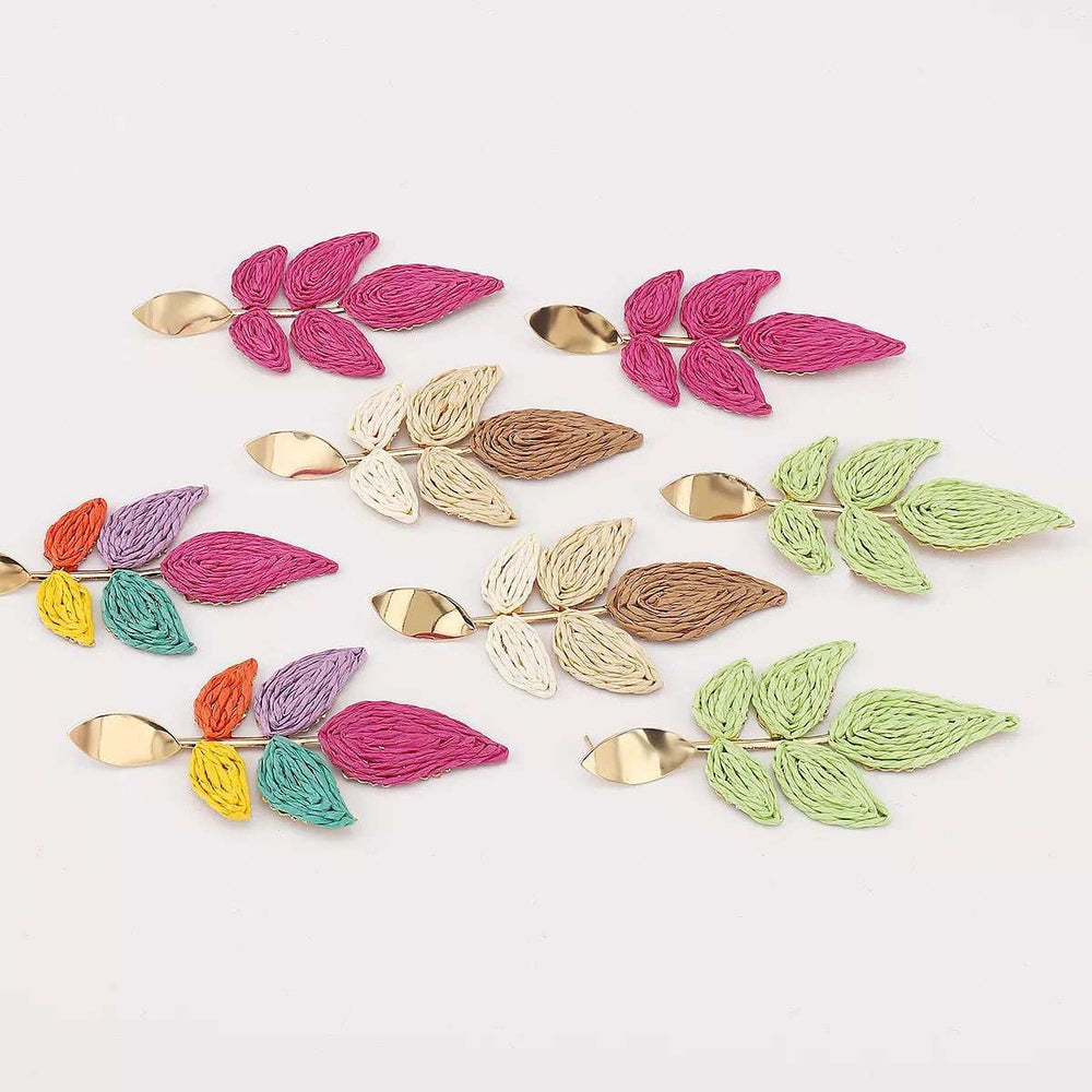 Rattan Woven Leaf Dangle Earrings - Trendsi - Flyclothing LLC