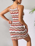 Openwork Striped Spaghetti Strap Knit Dress - Trendsi - Flyclothing LLC