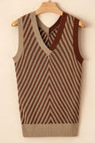 Striped Contrast V-Neck Sweater Vest - Trendsi - Flyclothing LLC