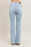 Judy Blue Full Size Tummy Control Vintage Wash Side Slit Slim Boot Jeans Plus Size - Trendsi - Flyclothing LLC