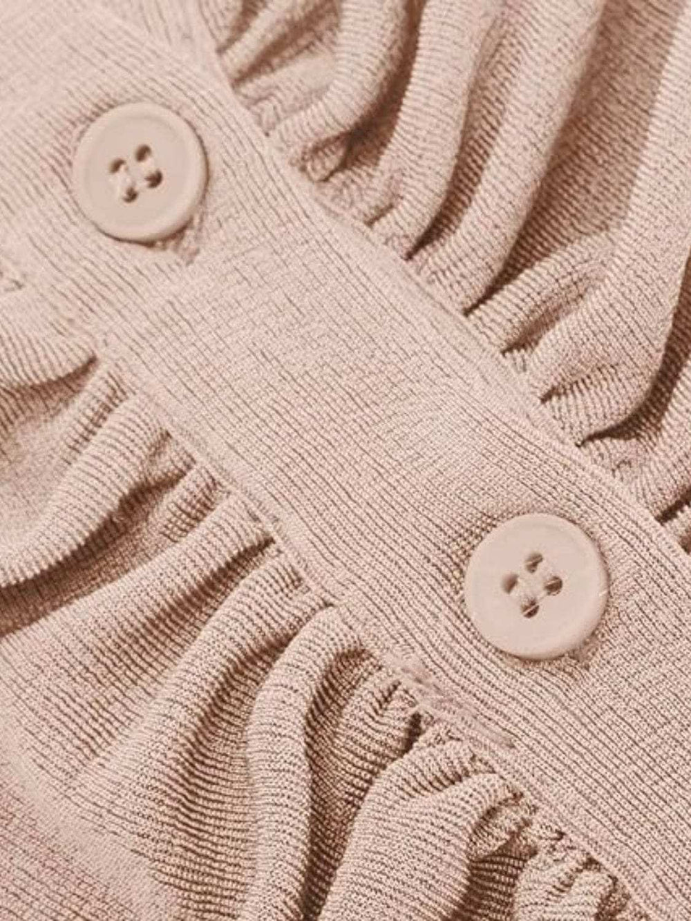 Ruched Button Up Long Sleeve T-Shirt - Trendsi - Flyclothing LLC