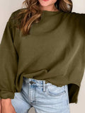 Ribbed Knit Oversized Sweatshirt - Trendsi - Flyclothing LLC