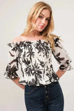 And The Why Smocked Off-Shoulder Floral Printed Top - Trendsi - Flyclothing LLC