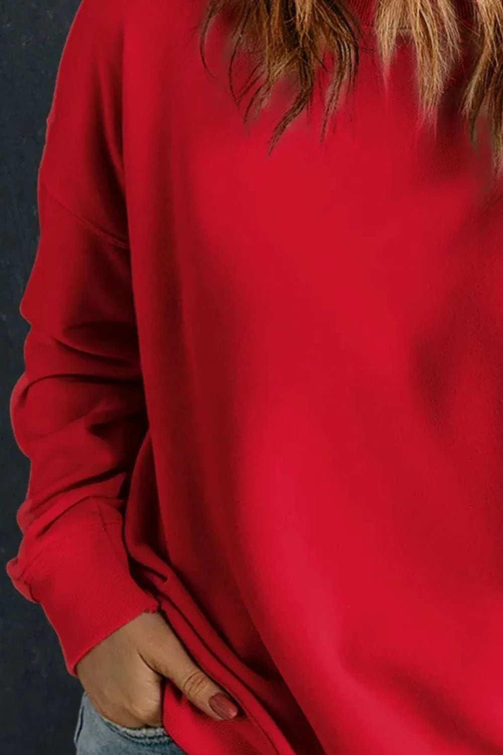 Plus Size Round Neck Long Sleeve Sweatshirt - Trendsi - Flyclothing LLC