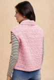 Annie Wear Texture Quilted Snap Down Vest Coat - Trendsi - Flyclothing LLC